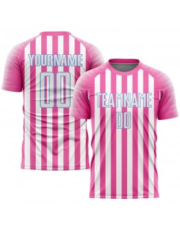 Best Pro Custom Pink White-Light Blue Sublimation Soccer Uniform Jersey