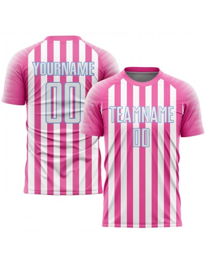 Best Pro Custom Pink White-Light Blue Sublimation Soccer Uniform Jersey