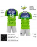 Best Pro Custom Neon Green White-Royal Sublimation Soccer Uniform Jersey