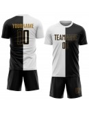 Best Pro Custom White Black-Old Gold Sublimation Split Fashion Soccer Uniform Jersey