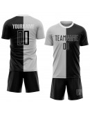 Best Pro Custom Gray Black-White Sublimation Split Fashion Soccer Uniform Jersey