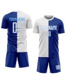 Best Pro Custom Royal White-Light Blue Sublimation Split Fashion Soccer Uniform Jersey