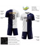 Best Pro Custom White Navy-Old Gold Sublimation Split Fashion Soccer Uniform Jersey