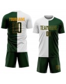 Best Pro Custom White Green-Gold Sublimation Split Fashion Soccer Uniform Jersey