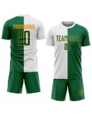 Best Pro Custom White Kelly Green-Gold Sublimation Split Fashion Soccer Uniform Jersey