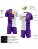 Best Pro Custom White Purple-Gold Sublimation Split Fashion Soccer Uniform Jersey
