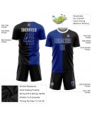 Best Pro Custom Black Royal-White Sublimation Split Fashion Soccer Uniform Jersey