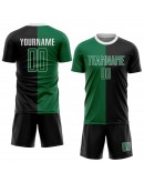 Best Pro Custom Black Kelly Green-White Sublimation Split Fashion Soccer Uniform Jersey