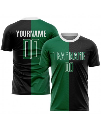Best Pro Custom Black Kelly Green-White Sublimation Split Fashion Soccer Uniform Jersey