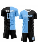 Best Pro Custom Black Light Blue-White Sublimation Split Fashion Soccer Uniform Jersey