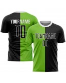 Best Pro Custom Neon Green Black-White Sublimation Split Fashion Soccer Uniform Jersey