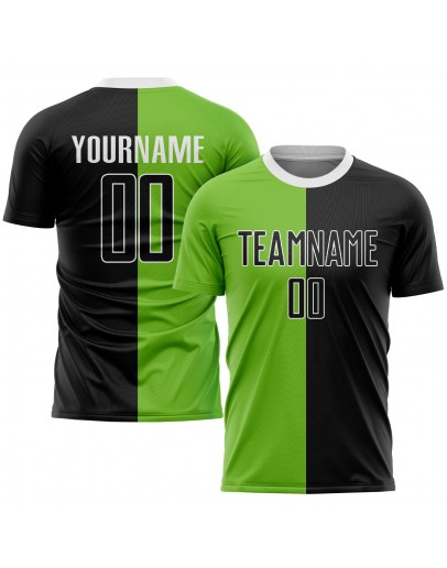 Best Pro Custom Neon Green Black-White Sublimation Split Fashion Soccer Uniform Jersey