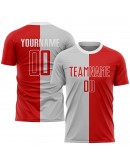 Best Pro Custom Gray Red-White Sublimation Split Fashion Soccer Uniform Jersey