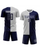 Best Pro Custom Gray Navy-White Sublimation Split Fashion Soccer Uniform Jersey