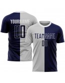Best Pro Custom Gray Navy-White Sublimation Split Fashion Soccer Uniform Jersey