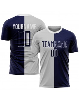 Best Pro Custom Gray Navy-White Sublimation Split Fashion Soccer Uniform Jersey