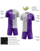 Best Pro Custom Gray Purple-White Sublimation Split Fashion Soccer Uniform Jersey