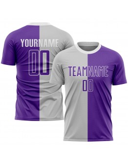 Best Pro Custom Gray Purple-White Sublimation Split Fashion Soccer Uniform Jersey