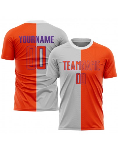 Best Pro Custom Gray Orange-Purple Sublimation Split Fashion Soccer Uniform Jersey