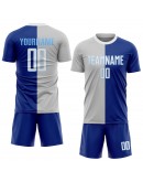 Best Pro Custom Royal White-Gray Sublimation Split Fashion Soccer Uniform Jersey