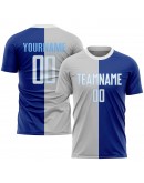 Best Pro Custom Royal White-Gray Sublimation Split Fashion Soccer Uniform Jersey