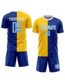 Best Pro Custom Royal Light Blue-Gold Sublimation Split Fashion Soccer Uniform Jersey