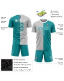 Best Pro Custom Gray Aqua-White Sublimation Split Fashion Soccer Uniform Jersey