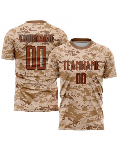 Best Pro Custom Camo Texas Orange-Brown Sublimation Salute To Service Soccer Uniform Jersey