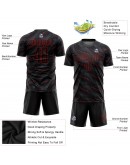 Best Pro Custom Black Red Sublimation Soccer Uniform Jersey