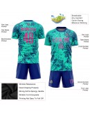 Best Pro Custom Teal Pink-Royal Sublimation Soccer Uniform Jersey