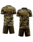 Best Pro Custom Camo Brown-Gold Sublimation Salute To Service Soccer Uniform Jersey