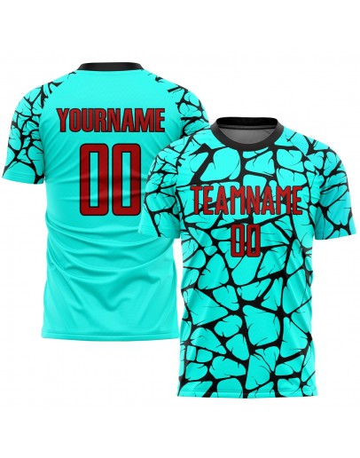 Best Pro Custom Aqua Red-Black Sublimation Soccer Uniform Jersey