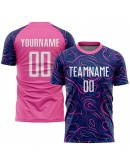Best Pro Custom Navy White-Pink Sublimation Soccer Uniform Jersey