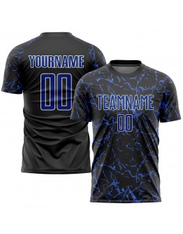 Best Pro Custom Black Royal-White Sublimation Soccer Uniform Jersey