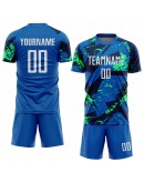 Best Pro Custom Royal White-Neon Green Sublimation Soccer Uniform Jersey