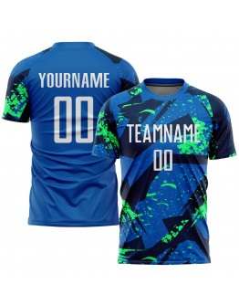 Best Pro Custom Royal White-Neon Green Sublimation Soccer Uniform Jersey