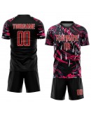 Best Pro Custom Black Red-White Sublimation Soccer Uniform Jersey
