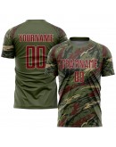 Best Pro Custom Olive Crimson-Vegas Gold Sublimation Salute To Service Soccer Uniform Jersey