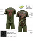 Best Pro Custom Olive Crimson-Vegas Gold Sublimation Salute To Service Soccer Uniform Jersey