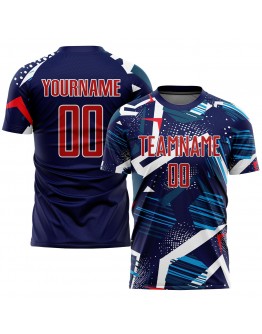 Best Pro Custom Navy Red-White Sublimation Soccer Uniform Jersey