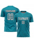 Best Pro Custom Teal White-Black Green Sublimation Soccer Uniform Jersey