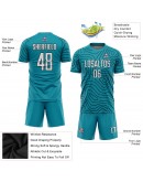 Best Pro Custom Teal White-Black Green Sublimation Soccer Uniform Jersey