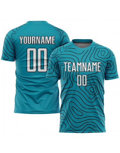 Best Pro Custom Teal White-Black Green Sublimation Soccer Uniform Jersey