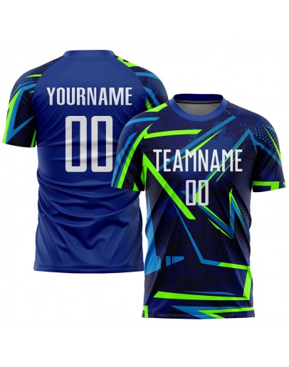 Best Pro Custom Royal White-Neon Green Sublimation Soccer Uniform Jersey Best Pro Custom Royal White-Neon Green Sublimation Soccer Uniform Jersey