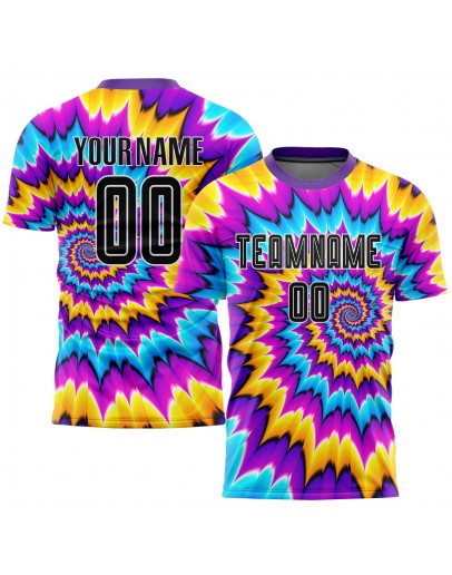 Best Pro Custom Tie Dye Black-White Sublimation Soccer Uniform Jersey