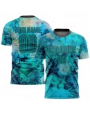 Best Pro Custom Tie Dye Aqua-Black Sublimation Soccer Uniform Jersey