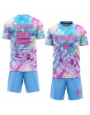Best Pro Custom Tie Dye Pink-Light Blue Sublimation Soccer Uniform Jersey