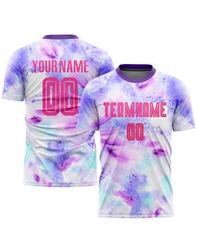 Best Pro Custom Tie Dye Pink-Purple Sublimation Soccer Uniform Jersey