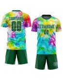 Best Pro Custom Tie Dye Kelly Green-White Sublimation Soccer Uniform Jersey
