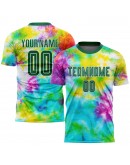 Best Pro Custom Tie Dye Kelly Green-White Sublimation Soccer Uniform Jersey